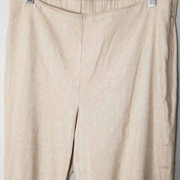 J.Jill Linen Blend Pants Tan Button Hem Pull On Size M Coastal Grandma - Picture 4 of 12